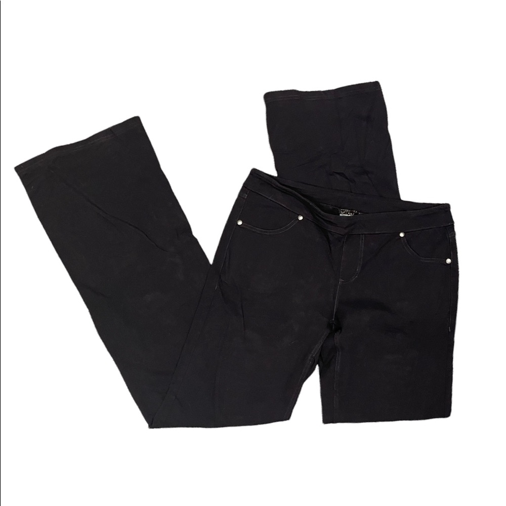 athleta black bootleg wide leg bottom pants athletic stretch pants large tall lt